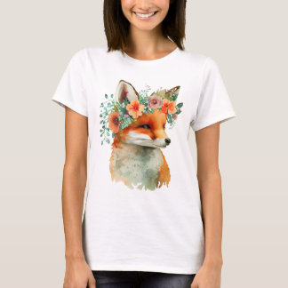 Camiseta de Zorro Adorable con Flores – Naturaleza