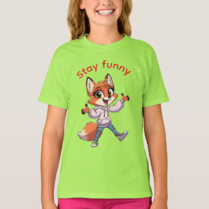 Camiseta de zorro de dibujos animados divertida co