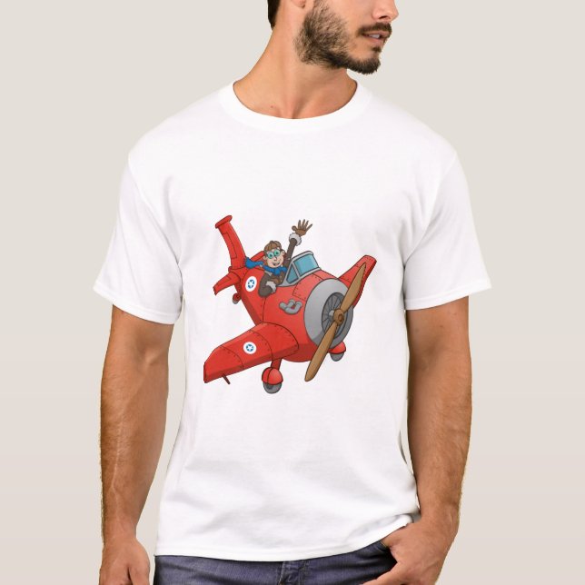 Camiseta De zwaaiende piloot in het rode vliegtuig (Anverso)