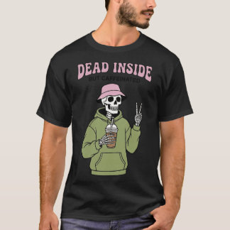 Camiseta Dead Inside But Caffeinated Funny Skeleton Coffee
