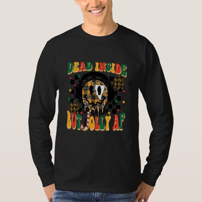 Camiseta Dead Inside But Jolly AF Merry Xmas Happy Face Hea (Anverso)