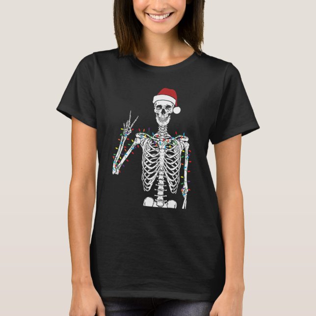 Camiseta Dead-Inside But Jolly AF Skeleton Christmas Funny  (Anverso)