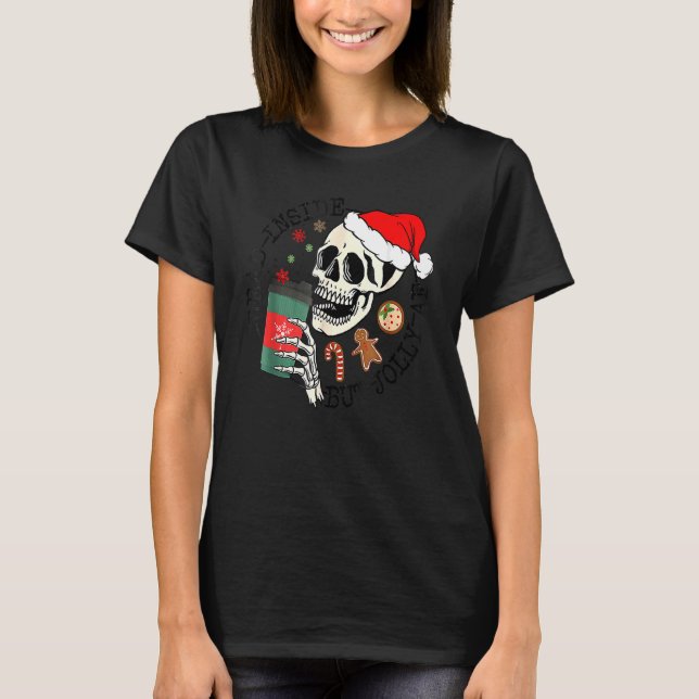 Camiseta Dead Inside But Jolly AF  Skeleton Santa Hat Chris (Anverso)