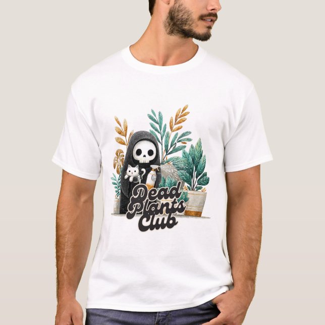 Camiseta Dead Plants Club Cute Skeleton Cat Plant Care T-Sh (Anverso)