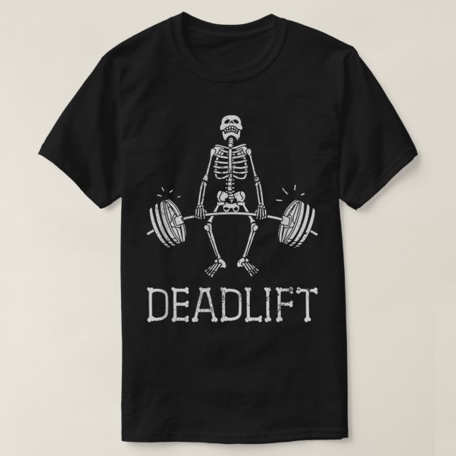 Camiseta DEADLIFT Funny Halloween Skeleton Levantamiento de (Diseño del anverso)