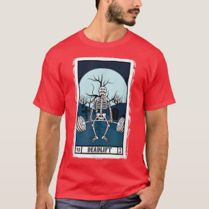 Camiseta Deadlift Tarot Card Funny Skeleton Fitness Ejercic