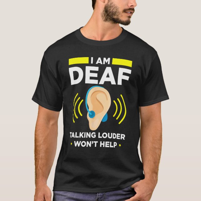 Camiseta Deaf Pride ASL Hand Gesture Hearing Aid Hand Sign  (Anverso)