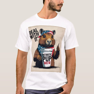 Camiseta 'Deal With It' con Café y Bandera