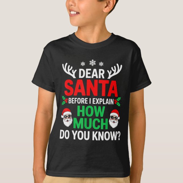 Camiseta Dear Santa Before I Explain How Much Do You Know  (Anverso)