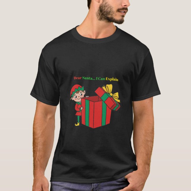Camiseta Dear Santa… I Can Explain – Elf Trouble Tee (Anverso)