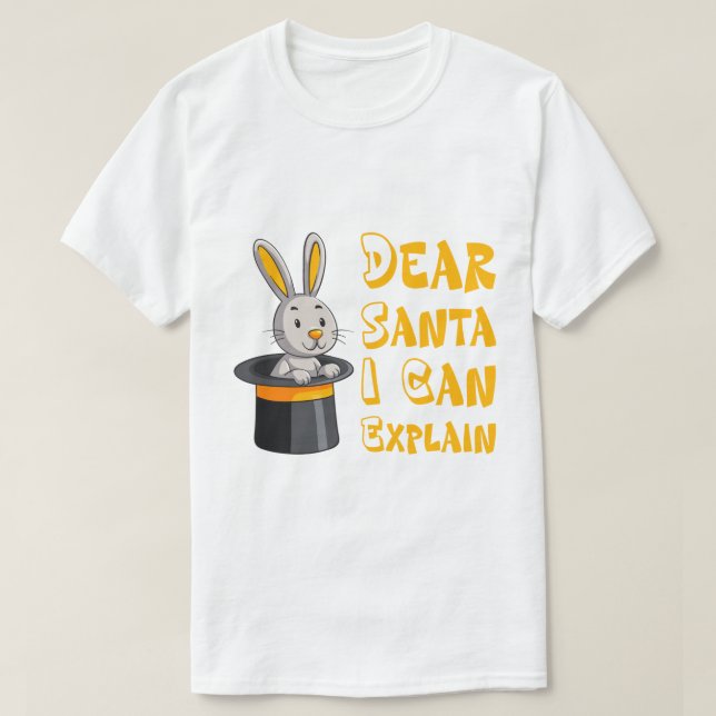 Camiseta "Dear Santa I Can Explain" Funny Christmas Rabbit  (Diseño del anverso)