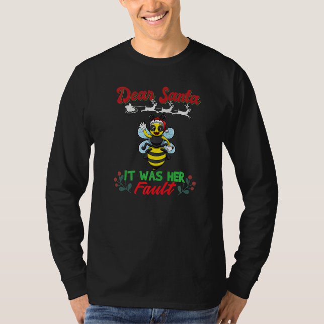 Camiseta Dear Santa It Was Her Fault Siblings Matching Xmas (Anverso)