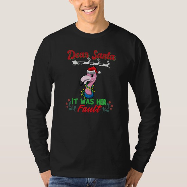 Camiseta Dear Santa It Was Her Fault Siblings Matching Xmas (Anverso)