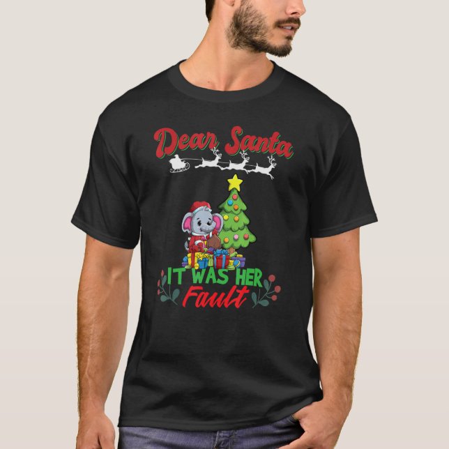 Camiseta Dear Santa It Was Her Fault Siblings Matching Xmas (Anverso)