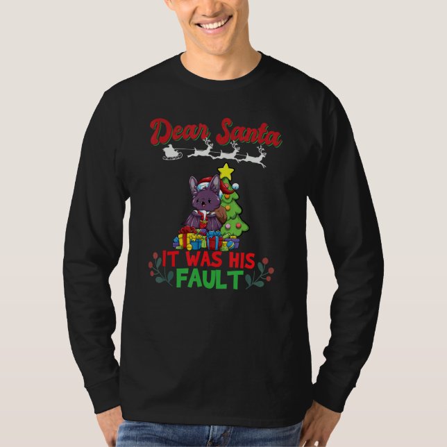Camiseta Dear Santa It Was His Fault Siblings Matching Xmas (Anverso)