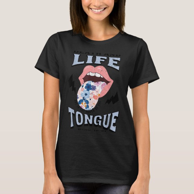 Camiseta Death And Life Tongue Christian  (Anverso)
