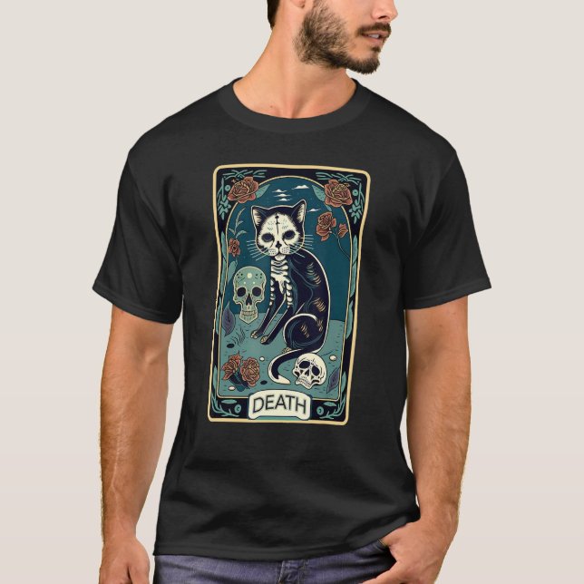 Camiseta Death Cat Tarot Card Graphic for Tarot Cat Lovers  (Anverso)