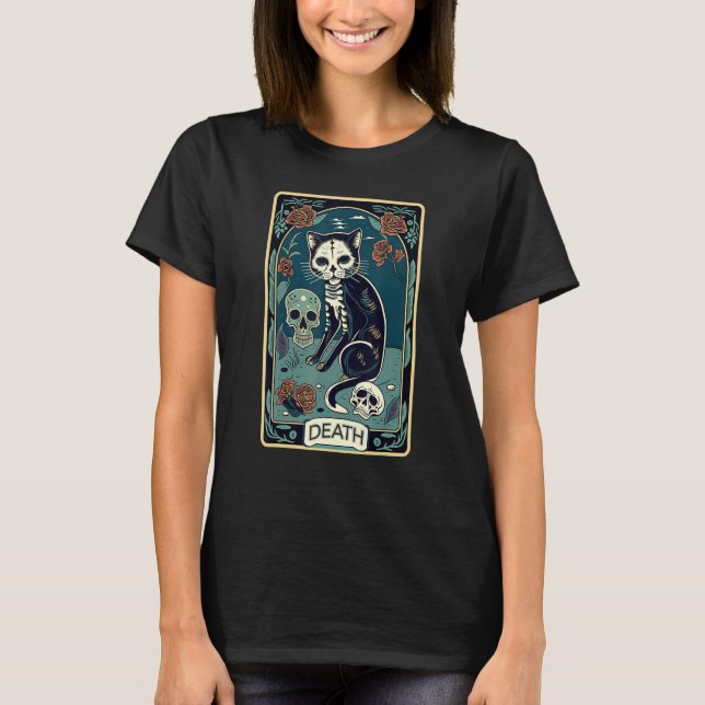 Camiseta Death Cat Tarot Card Graphic for Tarot Cat Lovers  (Anverso)