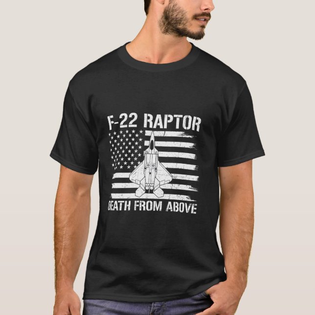 Camiseta Death From Above F 22 Raptor Military Pilot Flag U (Anverso)