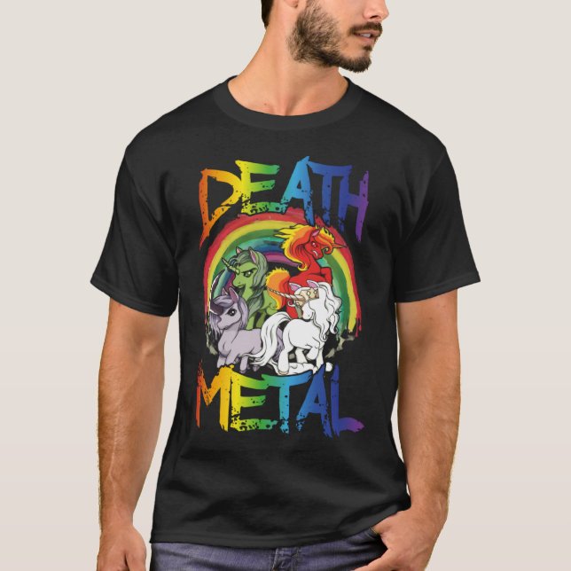 Camiseta Death Metal  Rainbow Unicorn Apocalypse (Anverso)