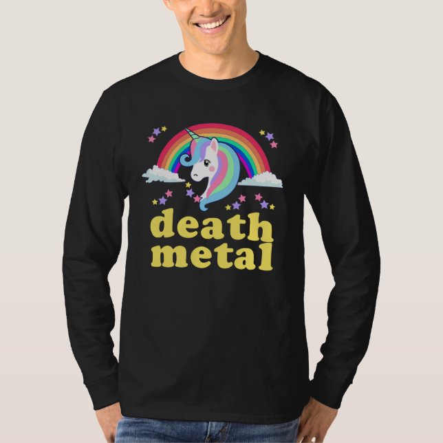 Camiseta DEATH METAL Rainbow Unicorn  Sarcastic Metalhead Q (Anverso)