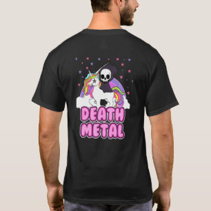 Camiseta Death Metal Unicorn Grim Reaper Rainbow Heavy Meta