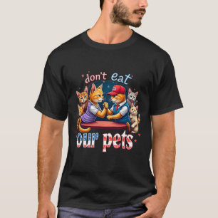 Camiseta Debate sobre comer a los perros, el gato no come a