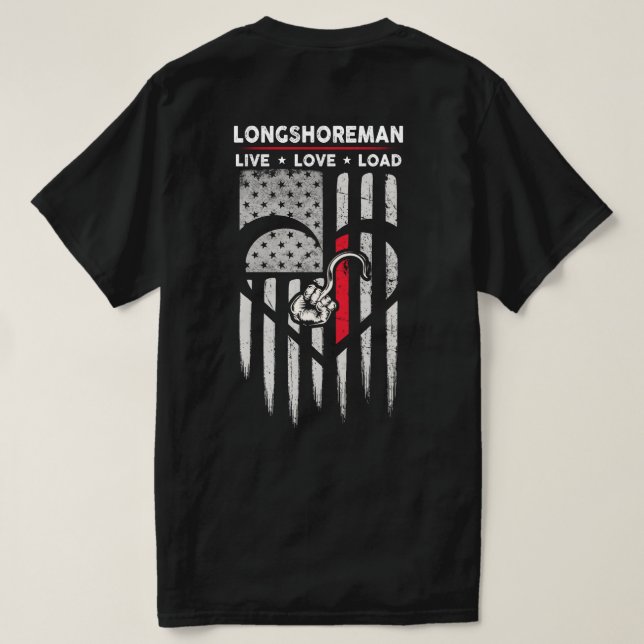 Camiseta Decepción de Longshoreman, bandera de Estados Unid (Reverso del diseño)