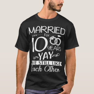 Camiseta Décimo aniversario Boda. Casado Durante 10 Años