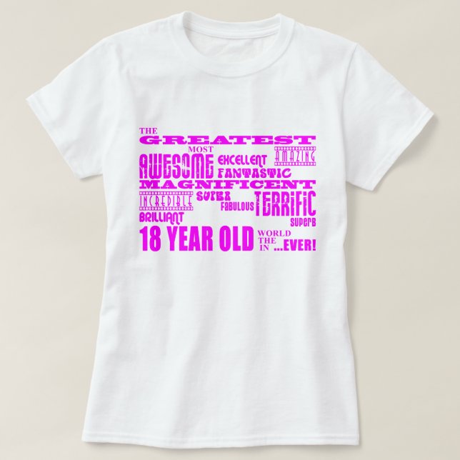 Camiseta Décimo octavos cumpleaños de los chicas: 18 años (Diseño del anverso)
