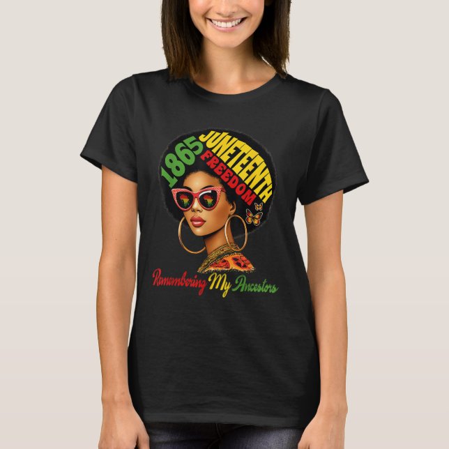 Camiseta Decimoctava mujer negra recuerda a mis antepasados (Anverso)