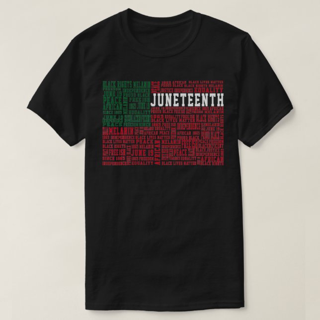 Camiseta Decimoctava Palabras Bandera de Historia Negra Afr (Diseño del anverso)