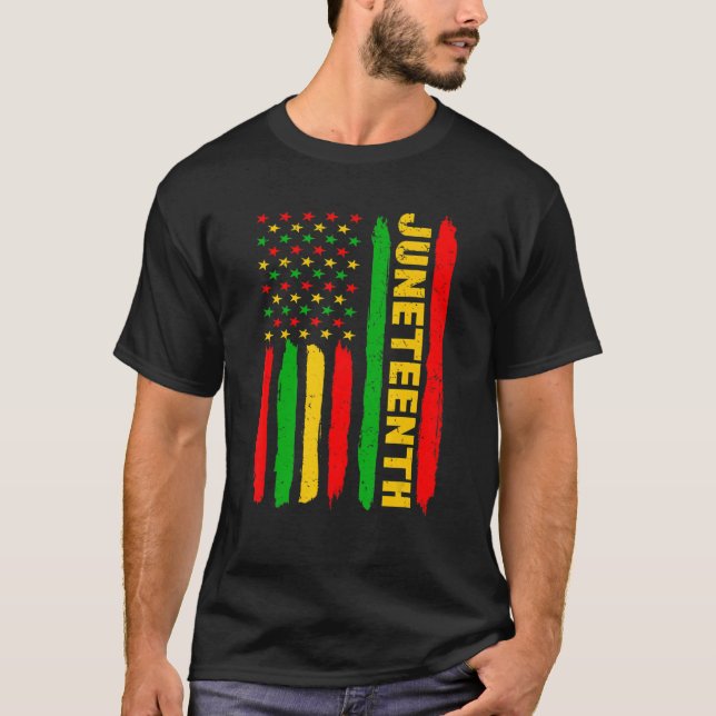 Camiseta Decimoctavo Bandera Estadounidense Historia Negra  (Anverso)