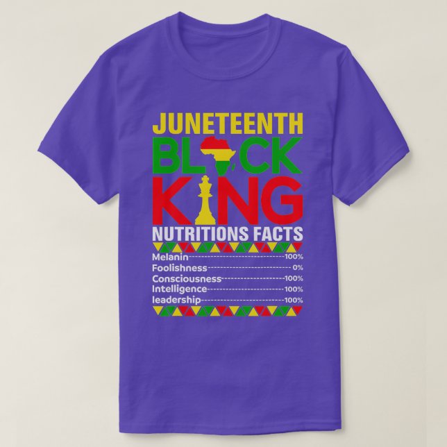 Camiseta Decimoctavo Rey Negro Melanin Hechos Nutricionales (Diseño del anverso)
