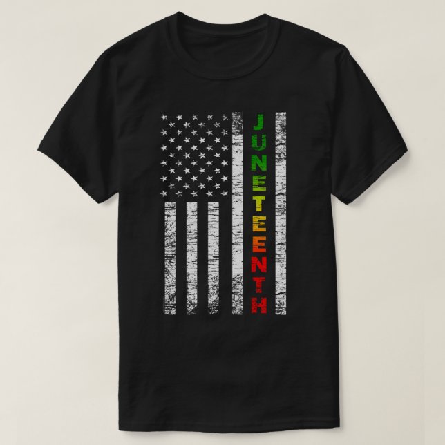 Camiseta Decimonovena bandera norteamericana africana negra (Diseño del anverso)