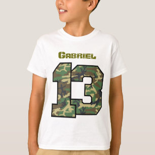 Camiseta décimotercero Cumpleaños Camo un nombre de encar