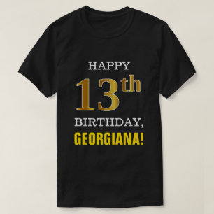 Camiseta Décimotercero cumpleaños del oro intrépido, neg