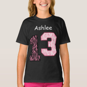 Camiseta décimotercero Nombre de encargo V024 de la cebra