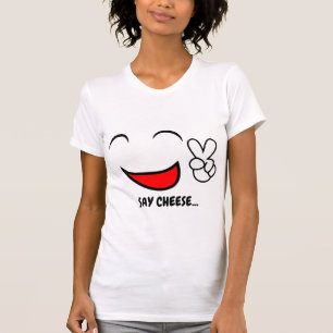 Camiseta Decir queso Graciosa Emoji de Cara Sonriente