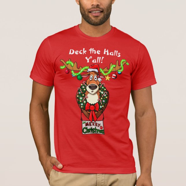 Camiseta Deck the Halls Y'all Tacky Navidades T-Shirt (Anverso)