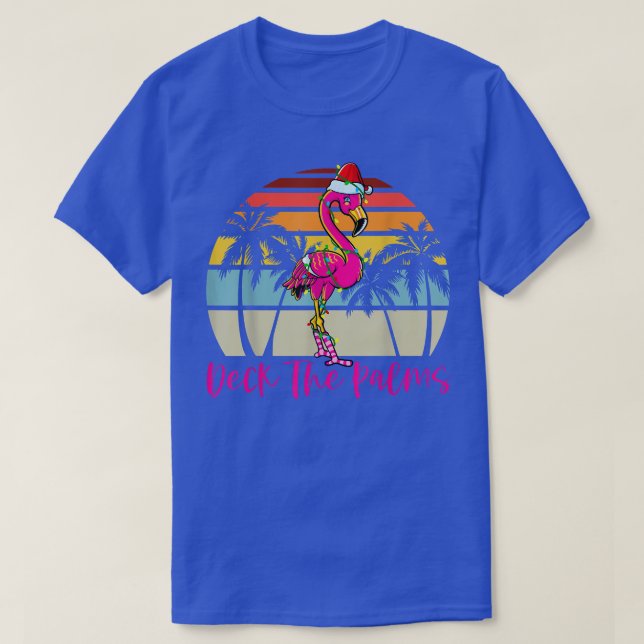 Camiseta Deck the Palms Christmas Flamingo Palm Tree Tropic (Diseño del anverso)