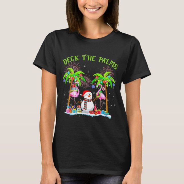 Camiseta Deck The Palms Flamingo Trocal Christmas Lights Pa (Anverso)