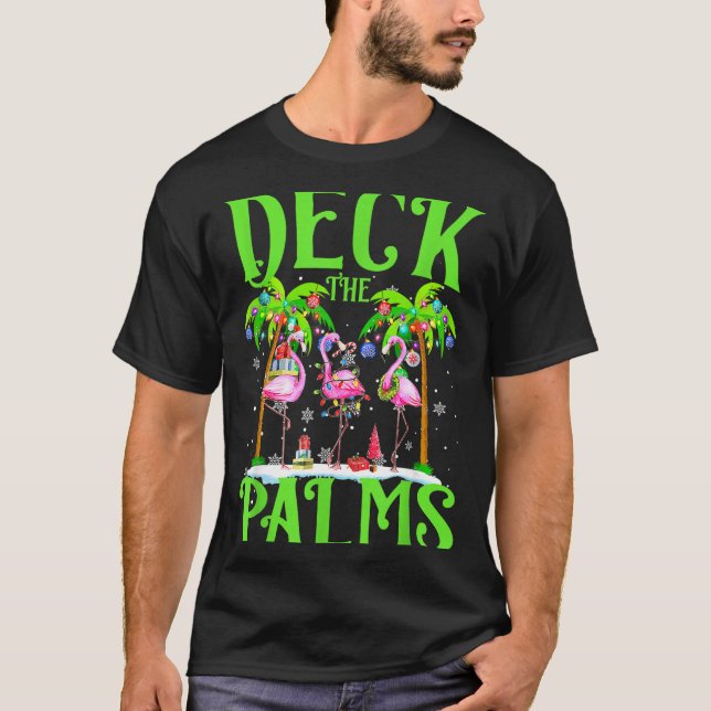 Camiseta Deck The Palms Flamingo Trocal Christmas Lights Pa (Anverso)