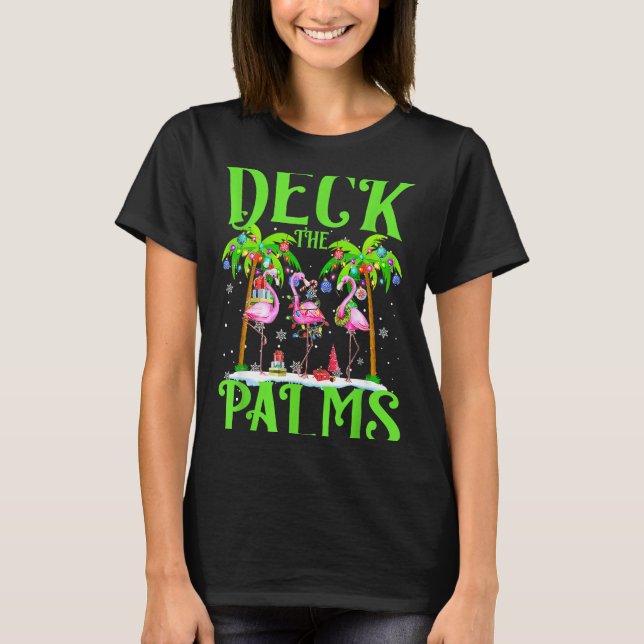 Camiseta Deck The Palms Flamingo Trocal Christmas Lights Pa (Anverso)