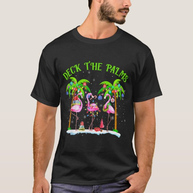 Camiseta Deck The Palms Flamingo Trocal Christmas Lights Pa (Anverso)