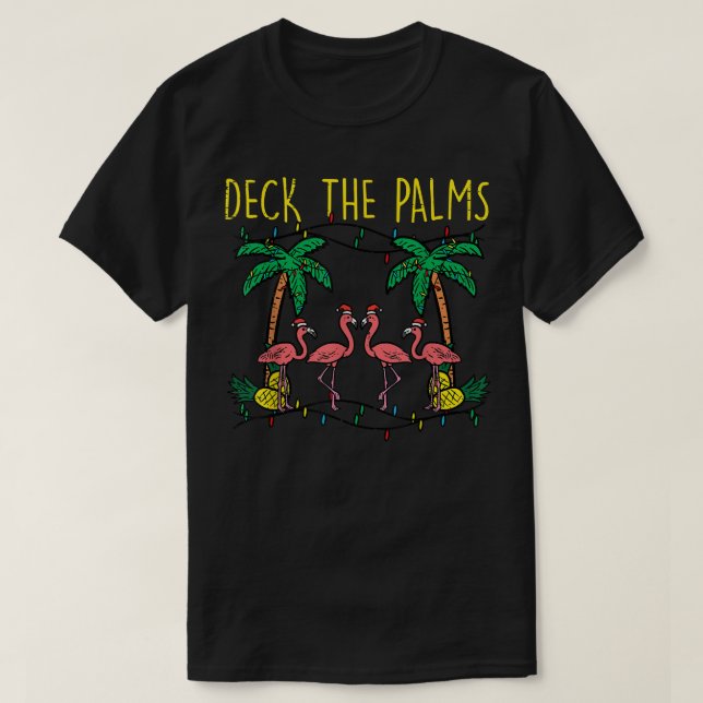 Camiseta Deck The Palms Flamingo Xmas Navidades de Pajamas (Diseño del anverso)