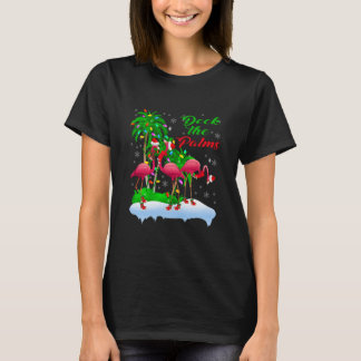 Camiseta Deck The Palms Merry Christmas Lights Flamingo