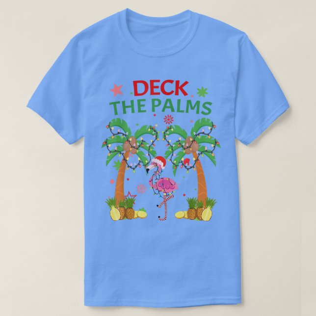 Camiseta Deck The Palms Pajamas Navidades Florida Flamingo (Diseño del anverso)