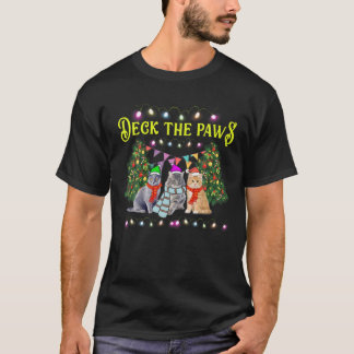 Camiseta Deck The Paw, Scarf Cat, Love Cat, Love Navidades