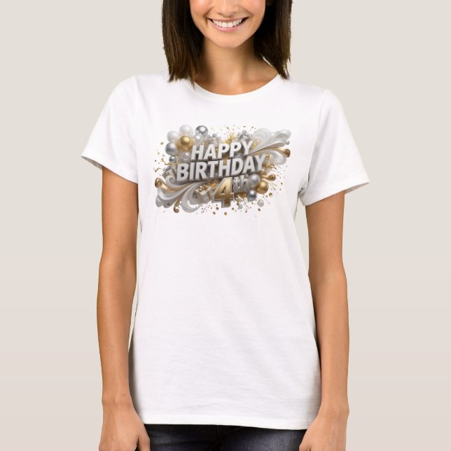 Camiseta Declaración 4º Cumpleaños Naranja Jugueto (Anverso)